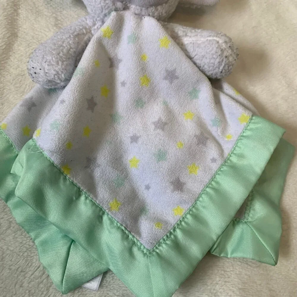 Child of Mine by Carters Lamb Security Blanket White Mint Green Star Plush Lovey